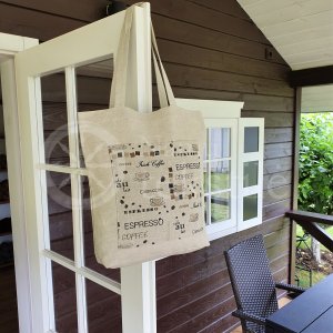 Printed semi-linen shopping bag "Coffee"